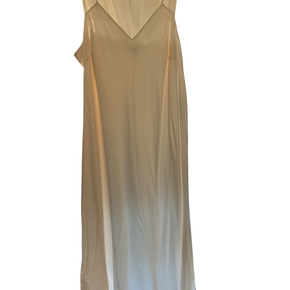 Slip Maxi Dress in Cream - Women's Elegant V-Neck